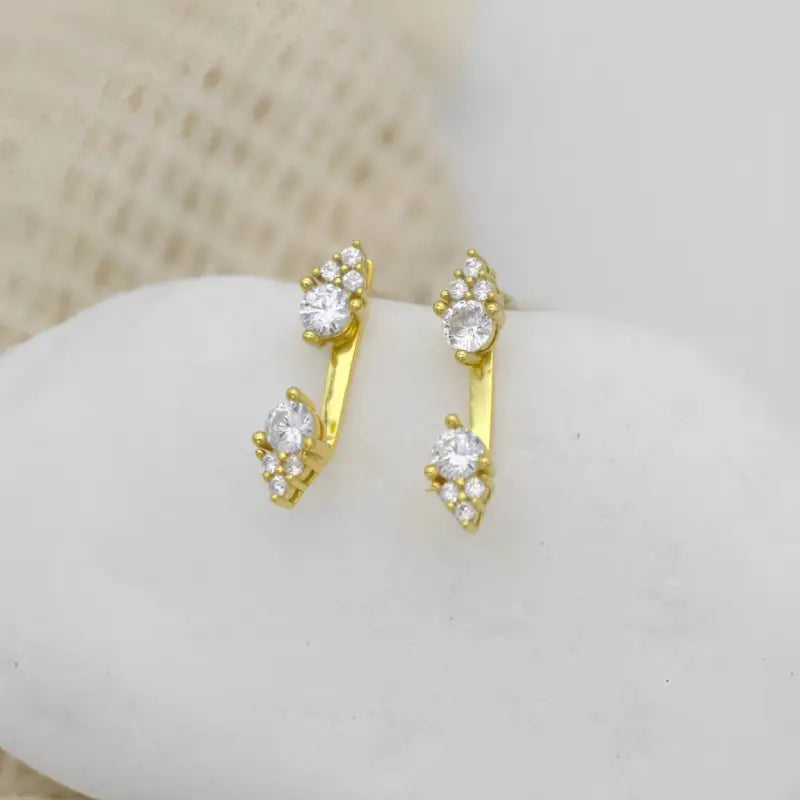 Boucles clous d'oreilles dorées sertie de zircons style hindou