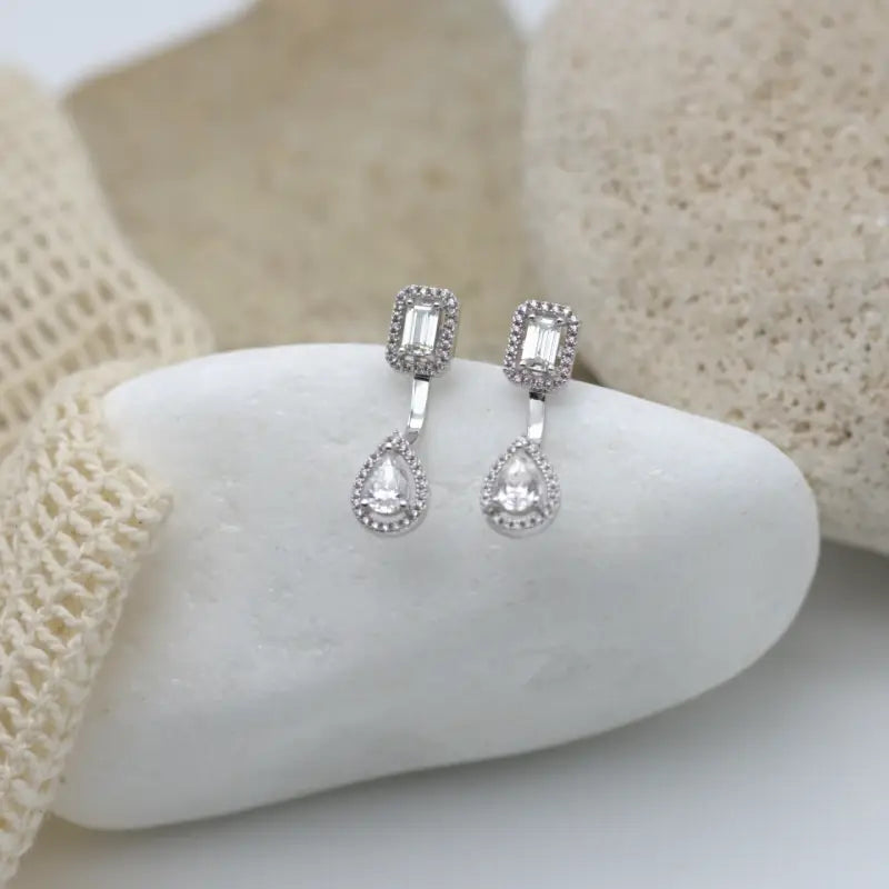 Boucles d'oreilles goutte d'eau en argent sertie de diamant en pierres précieuses Moissanite 