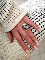 Bague en acier inoxydable  volumineuse aux formes arrondies doré