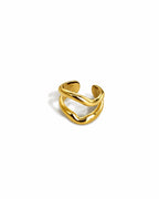 Bague d’oreille acier inoxydable double anneau ondulé - Wavy