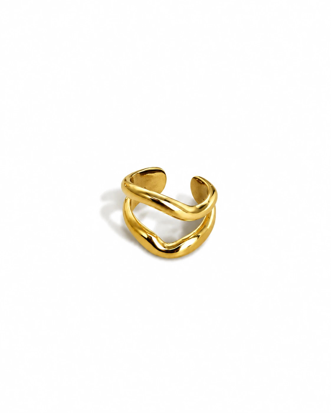 Bague d’oreille acier inoxydable double anneau ondulé - Wavy