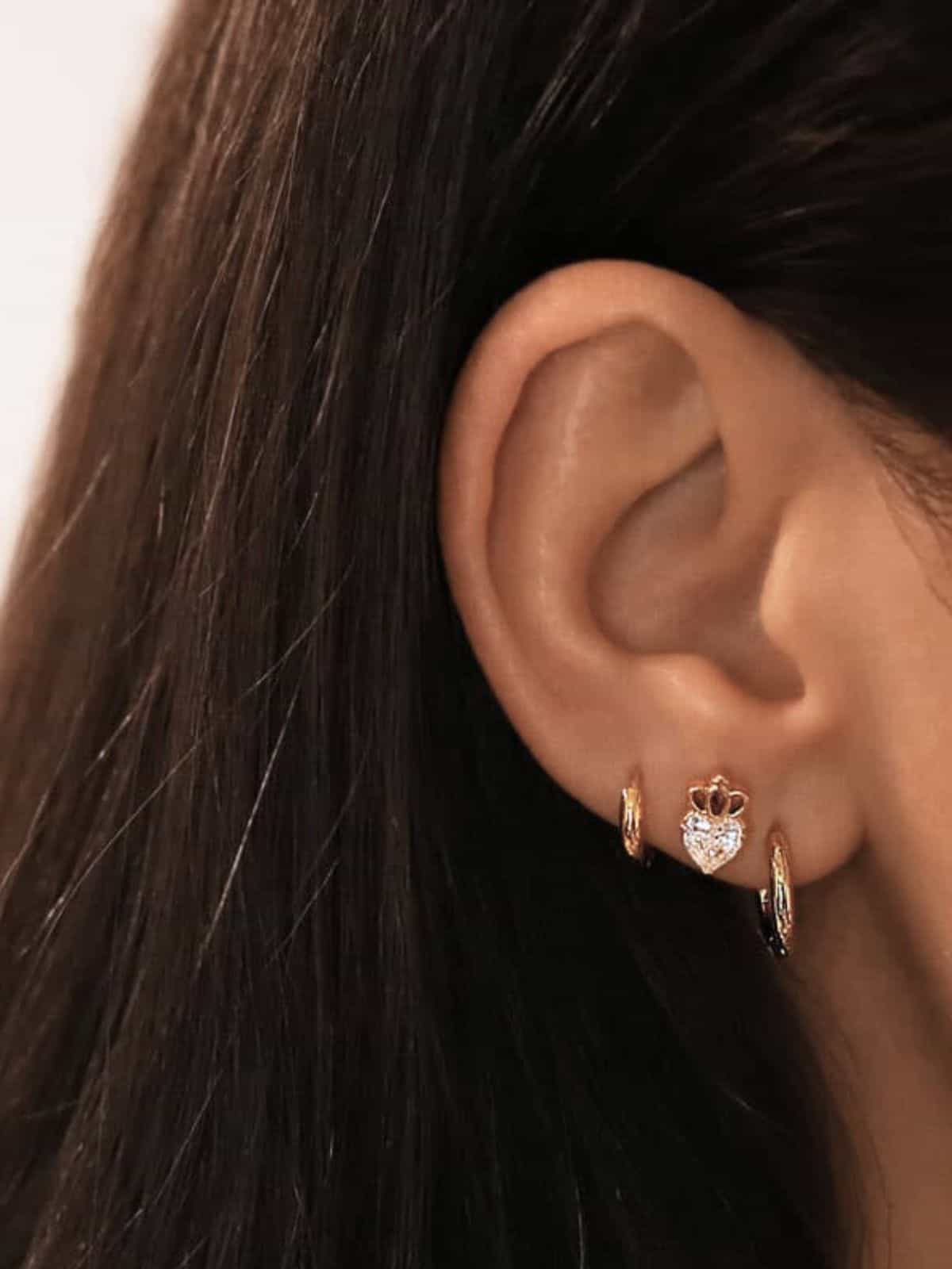 Puces d'oreilles serties d'un coeur en Zircon en acier inoxydable