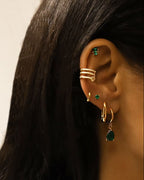 Petites boucles dorées en acier inoxydable avec pendentif goutte d'eau en Zircon colorés vert 