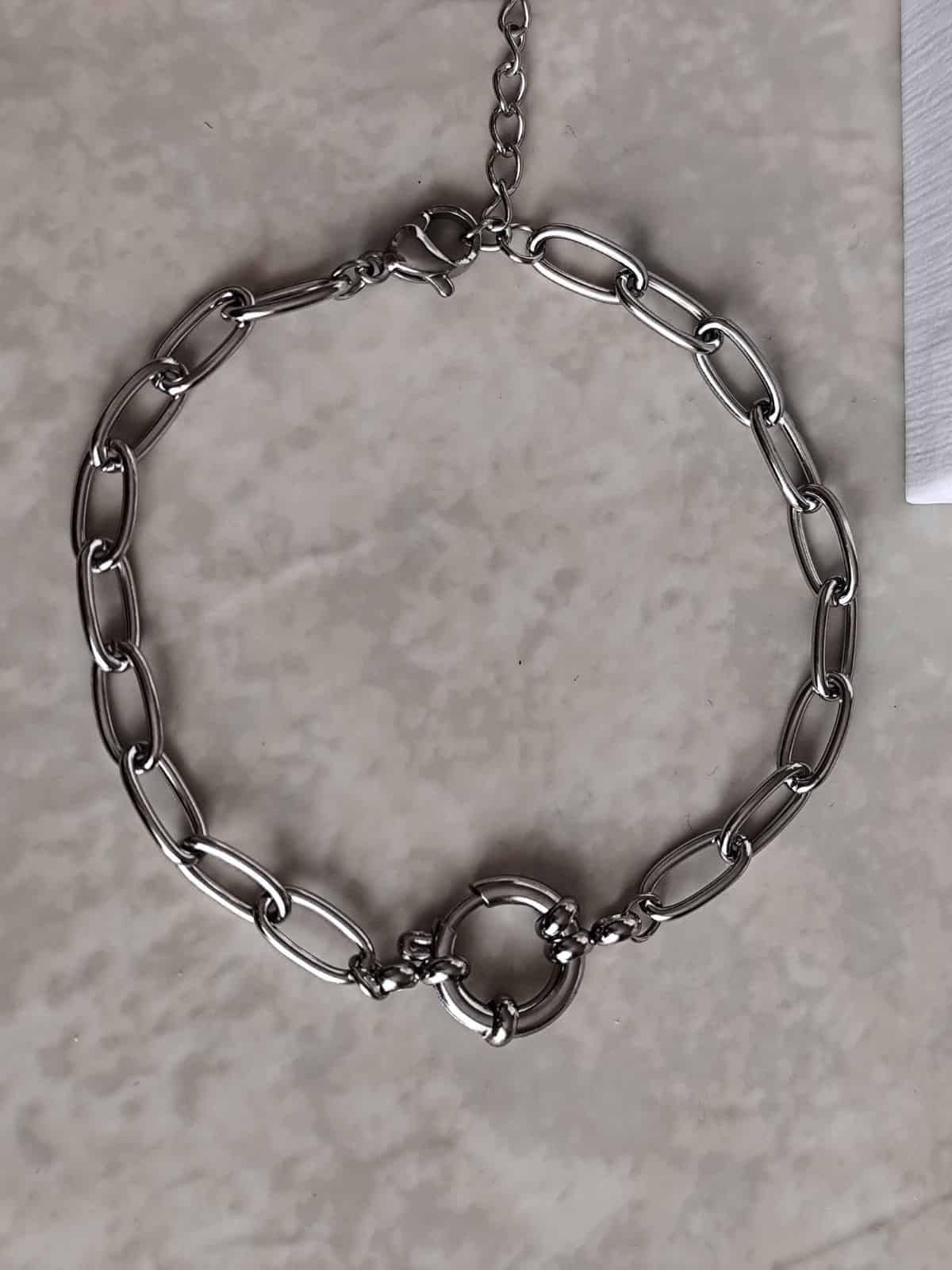 Bracelet  maille fine en acier inoxydable avec fermoir marin