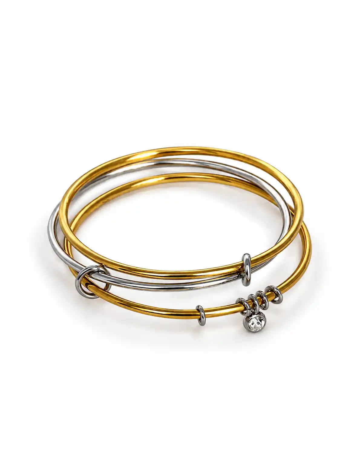 Bracelet jonc acier inoxydable bicolore Trinity doré et argenté