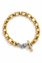 Bracelets maille en acier doré au style Bohème avec un noeud de couleur argenté