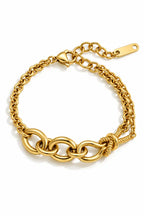 Bracelets maille en acier au style Bohème avec différentes sections de maillons,épais et plus in, et un noeud au centre