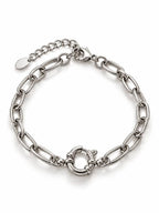 Bracelet en acier inoxydable argenté  pour femme Marina à maille trombone, plein de caractère