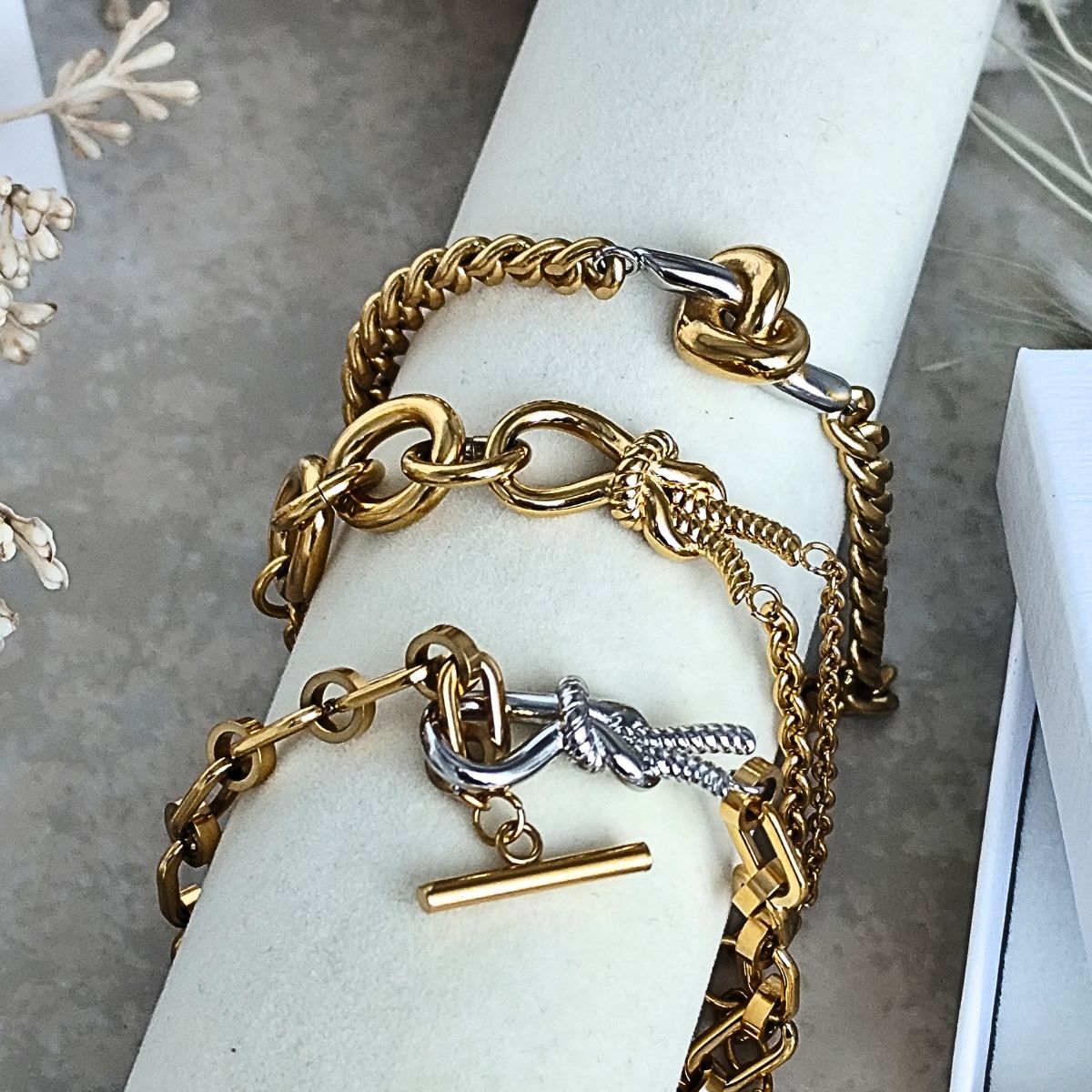 Bracelets maille en acier au style Bohème torsadés tressés