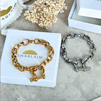 Bracelets grosse maille en acier inoxydable argentés  ou dorés à fermoir manille