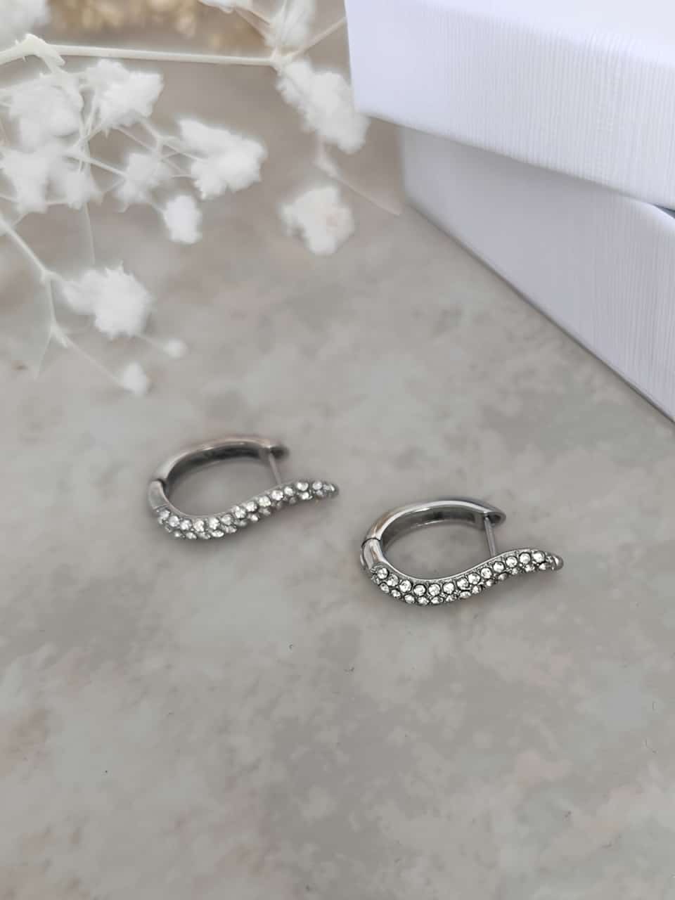 Ces clous d’oreilles en acier inoxydable de forme arrondie sertis de zircons