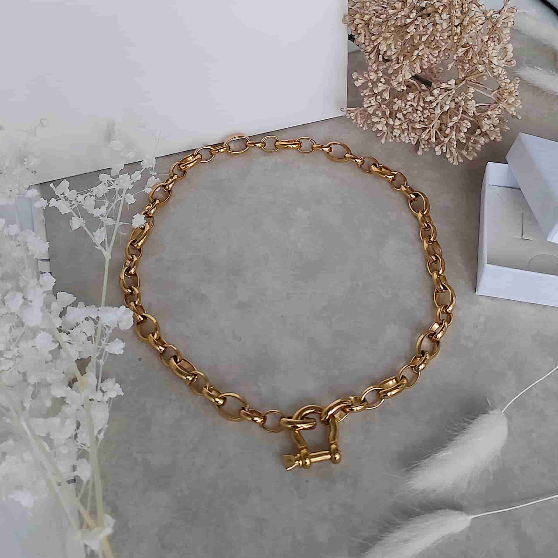  collier grosse maille en acier inoxydable fermoir Manille 