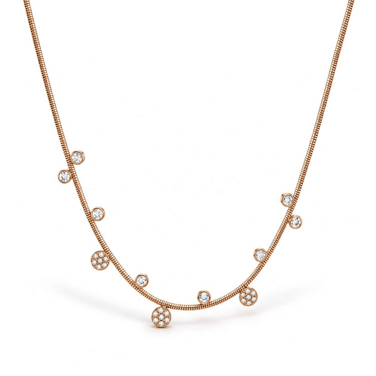 Collier ras de cou en acier inoxydable doré fin, argenté avec de petits pendentifs alternés 