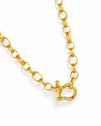 Collier grosse maille en acier inoxydable 316L doré, chaîne à larges maillons forçat et fermoir manille.