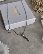 collier pendentif en acier inoxydable en forme de piment argenté