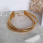  collier multirangs en acier inoxydable  doré 