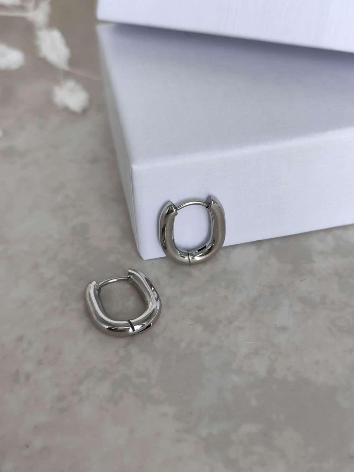 Ces petites créoles ovales en acier inoxydable argentées