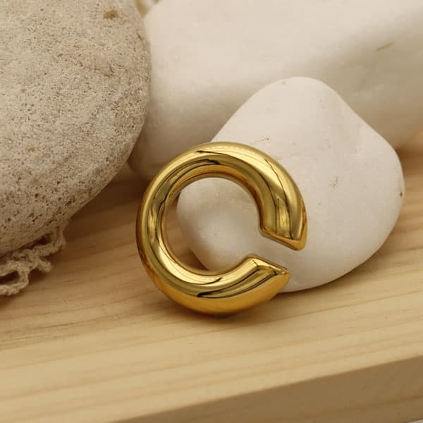 earcuffs en acier inoxydable doré en forme d'anneau grand et épais