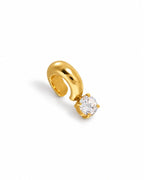 Earcuff doré en acier inoxydable en forme d' anneau avec un petit zircon côté intérieur de l'oreille