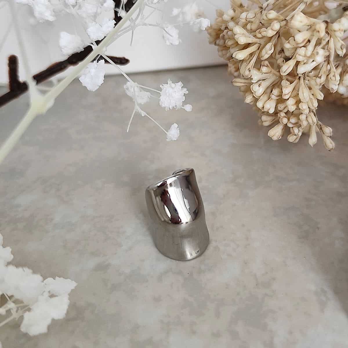 earcuff en acier inoxydable haute en relief argentée