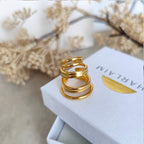 earcuff en acier inoxydab multi-anneaux dorée