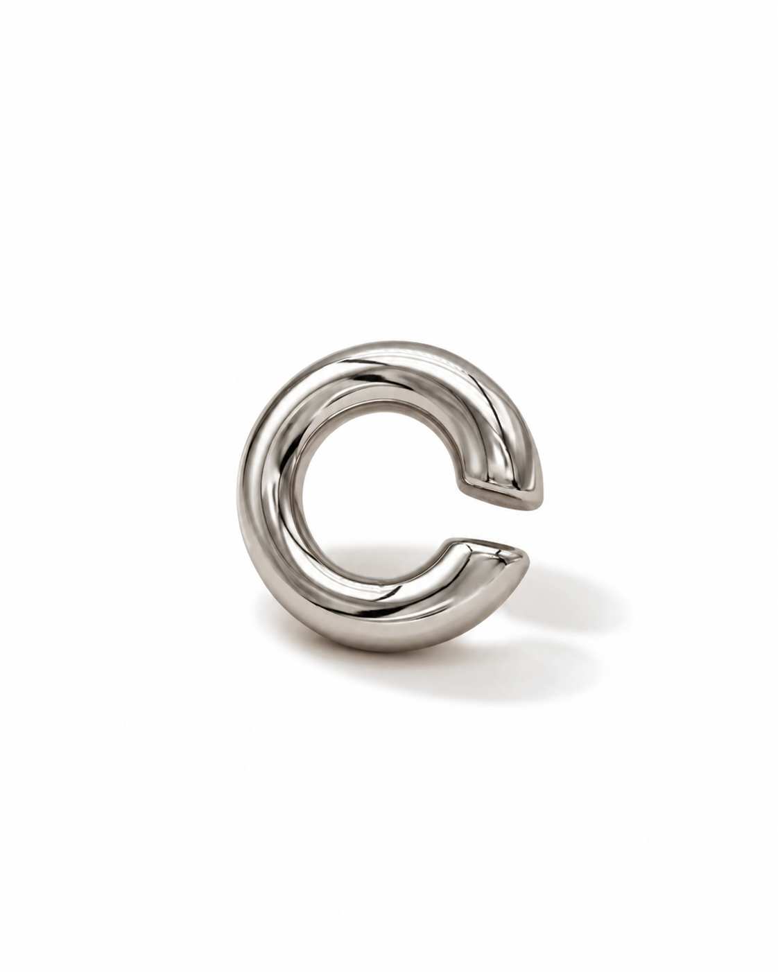earcuffs en acier inoxydable argenté en forme d'anneau grand et épais