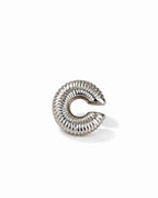 earcuffs en acier inoxydable argenté strié en forme d'anneau grand et épais