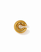 earcuffs en acier inoxydable doré strié en forme d'anneau grand et épais