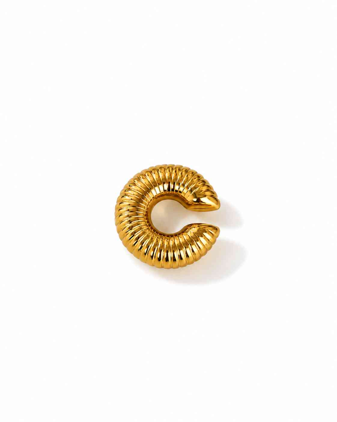 earcuffs en acier inoxydable doré strié en forme d'anneau grand et épais